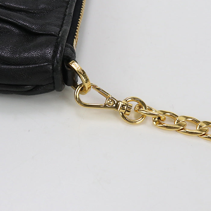 PRADA ChainShoulder Bag Diagonal  leather Black Women