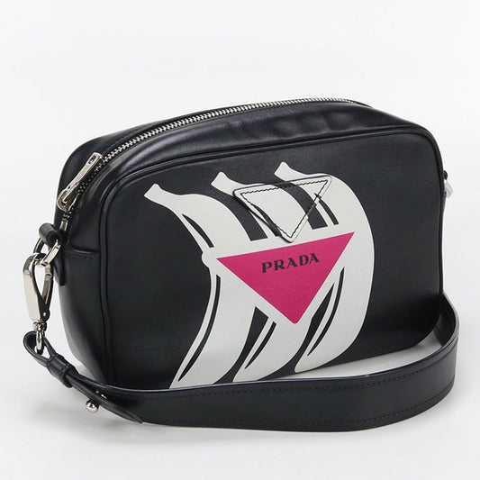 PRADA Shoulder Bag Banana Design Diagonal leather black Women