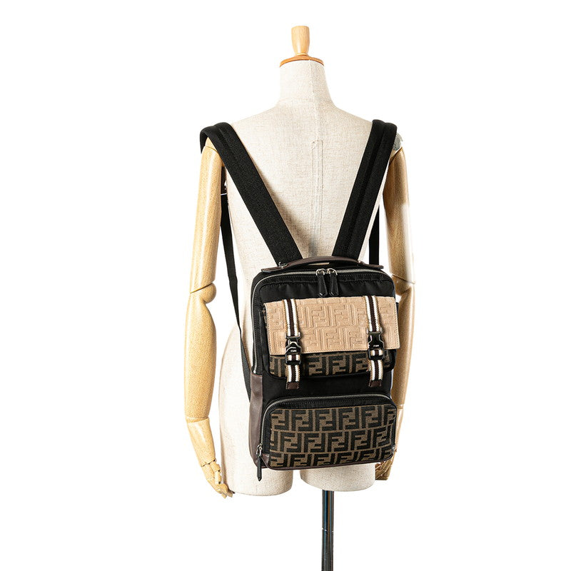 Fendi Nylon Leather Zucca Backpack 7VZ047