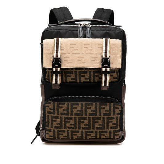 Fendi Nylon Leather Zucca Backpack 7VZ047