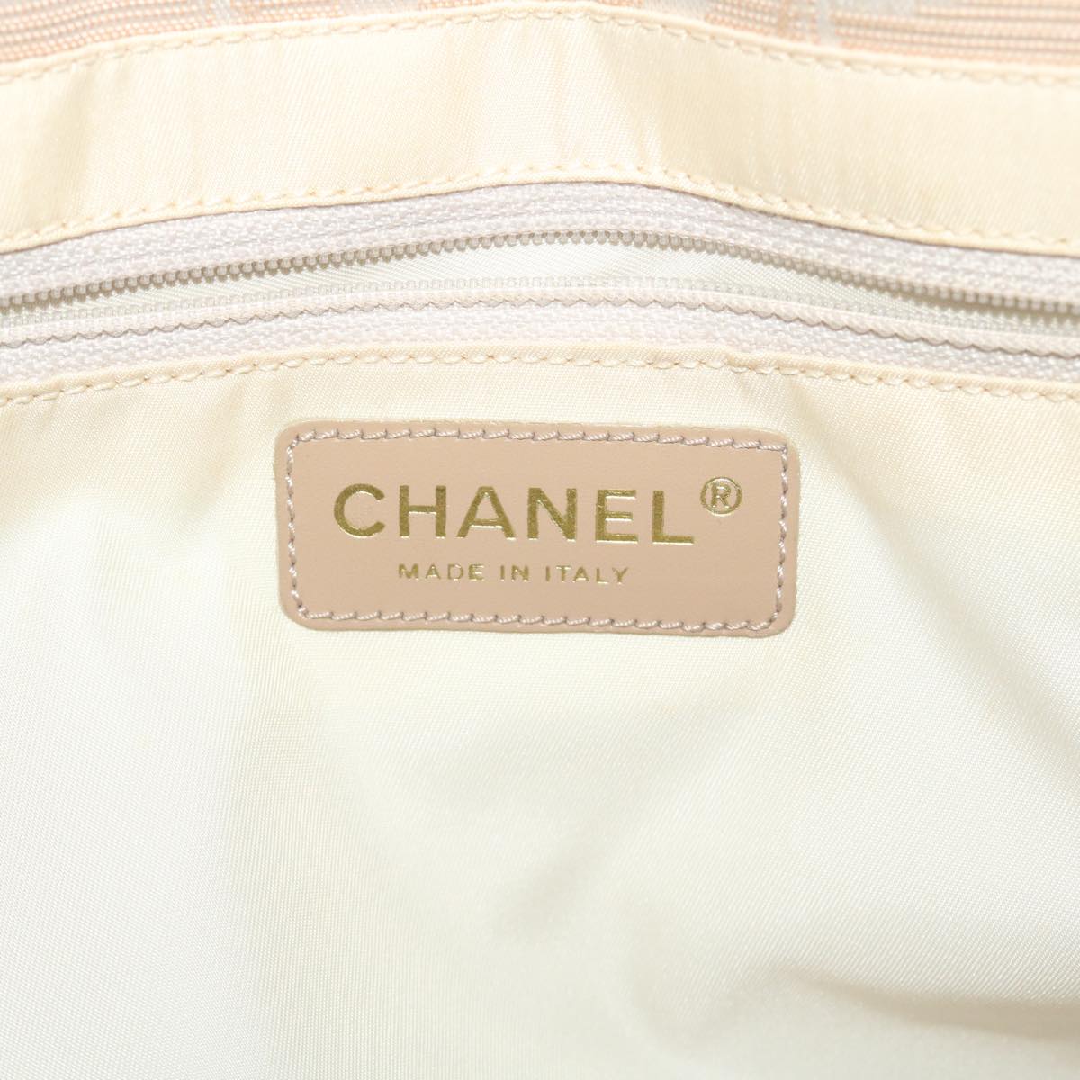 CHANEL New Travel Line Shoulder Bag Nylon Beige CC Auth yb272