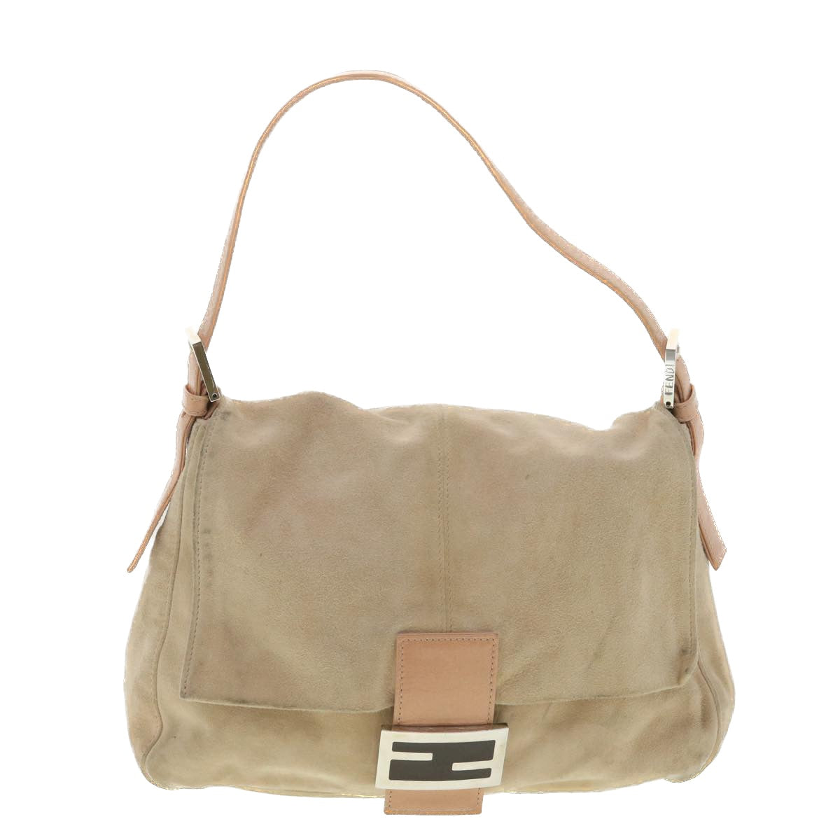 FENDI Mamma Baguette Shoulder Bag Suede Beige  yk6145B