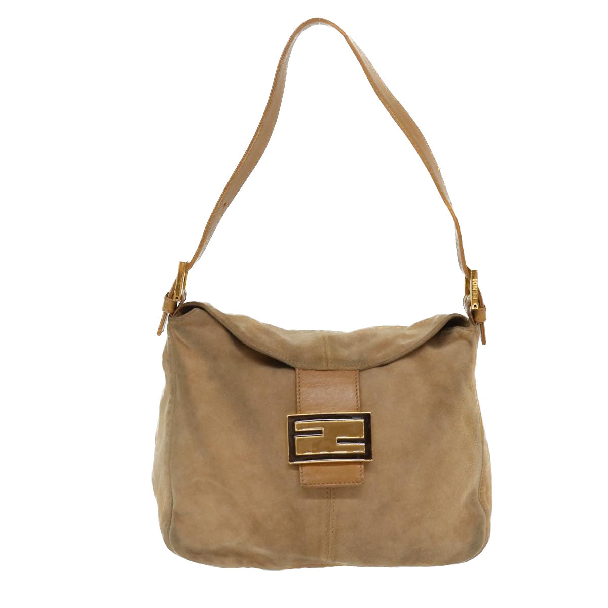 FENDI Mamma Baguette Shoulder Bag Suede Beige 2370/26426  yk6310