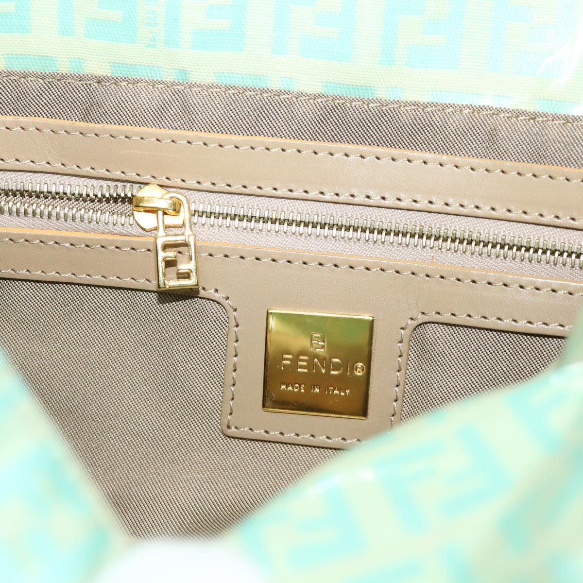 FENDI Zucchino Mamma Baguette Shoulder Bag Coated Canvas Light Blue  yk6594B