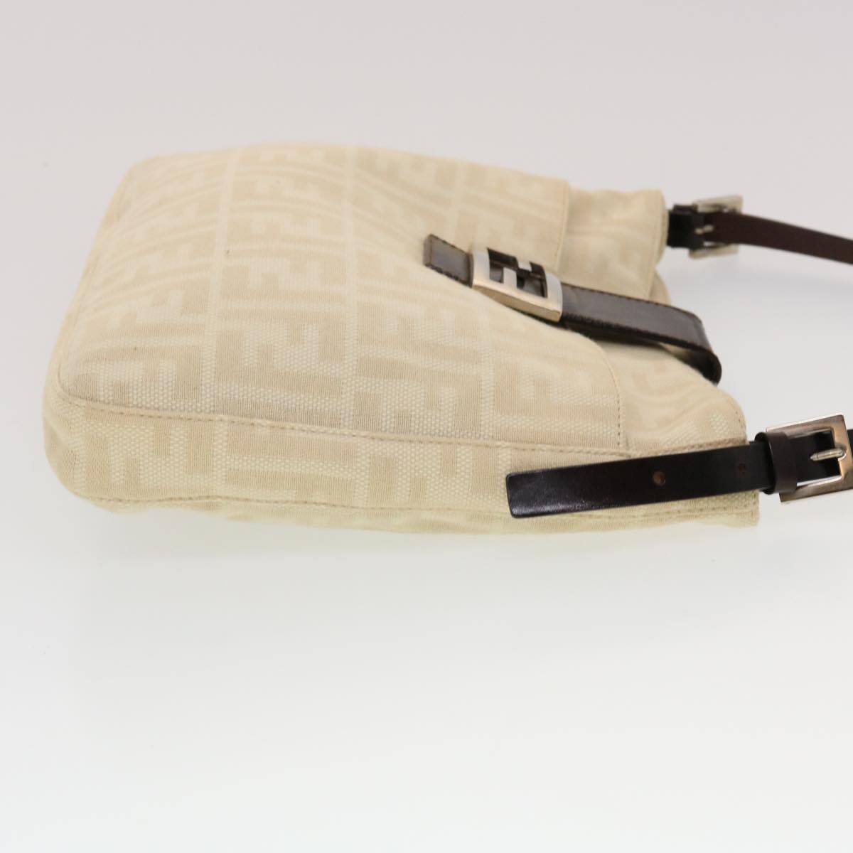 FENDI Zucca Canvas Mamma Baguette Shoulder Bag Beige Auth yk7171