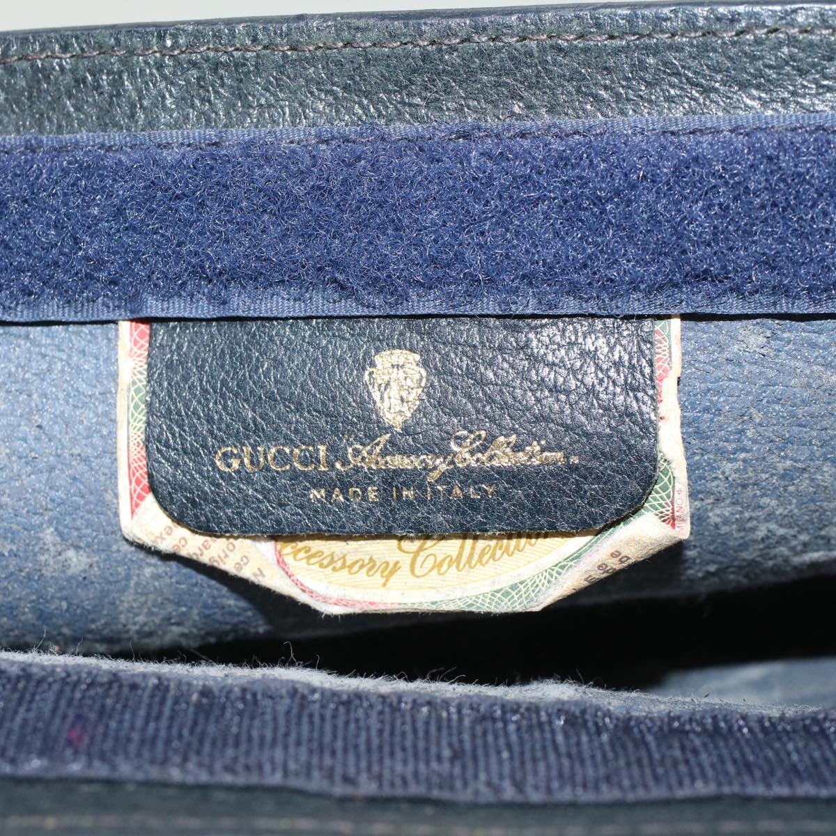 GUCCI GG Canvas Sherry Line Clutch Bag PVC Leather Navy Red