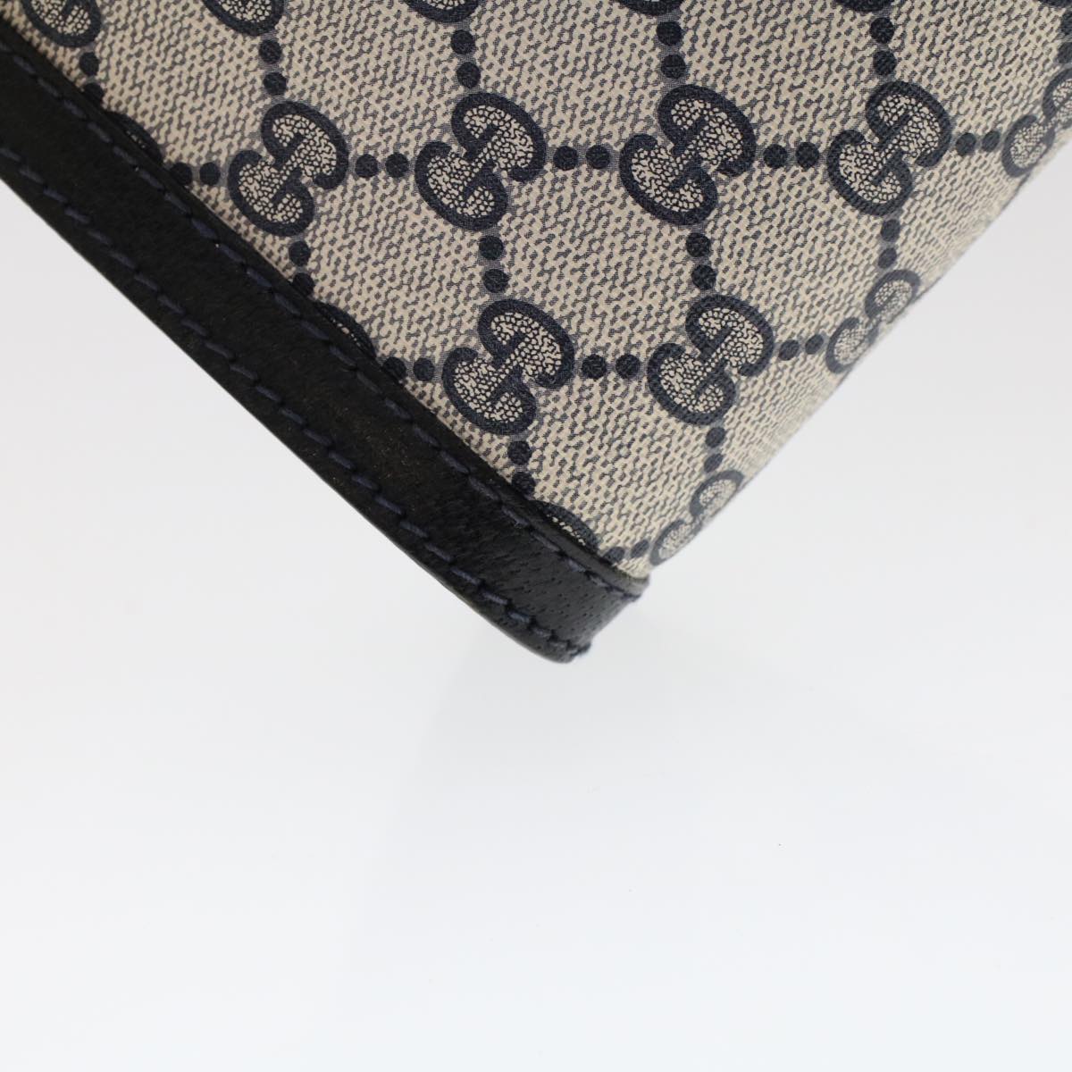 GUCCI GG Canvas Sherry Line Clutch Bag PVC Leather Navy Red